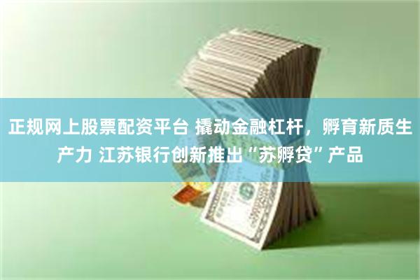 正规网上股票配资平台 撬动金融杠杆，孵育新质生产力 江苏银行创新推出“苏孵贷”产品